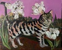 Image 2 of Cat & Tulips