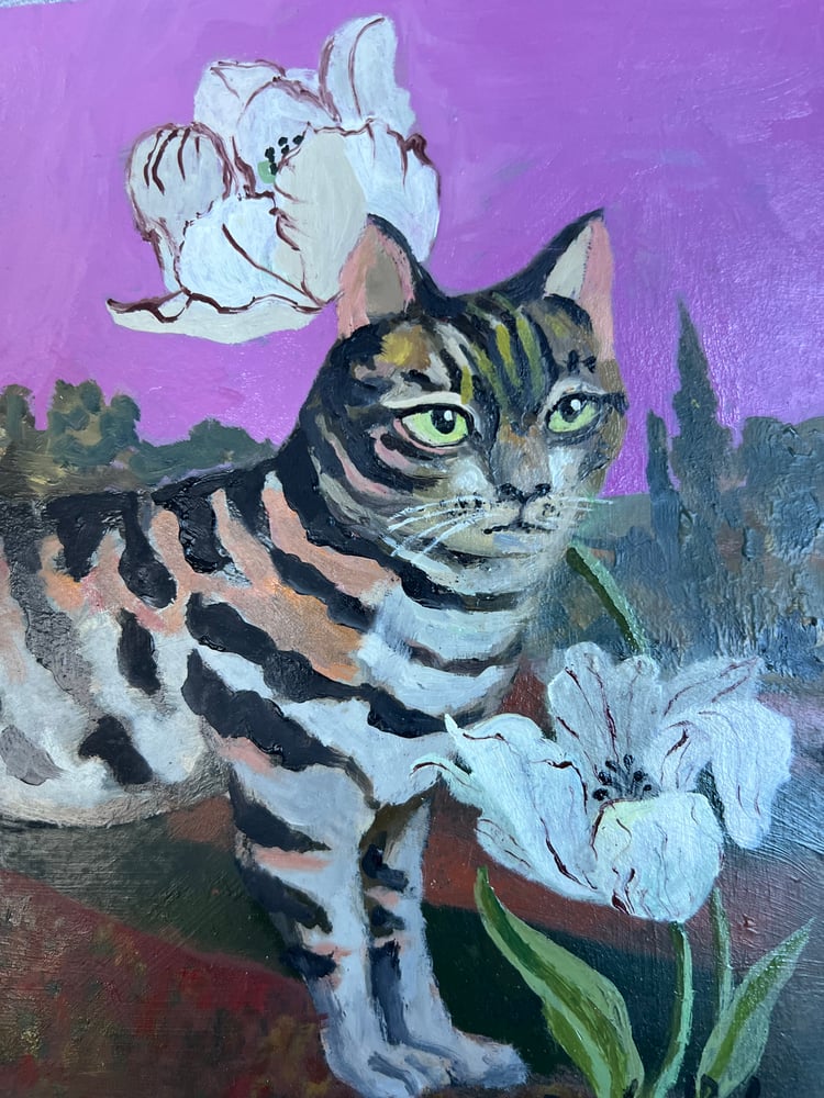 Image of Cat & Tulips