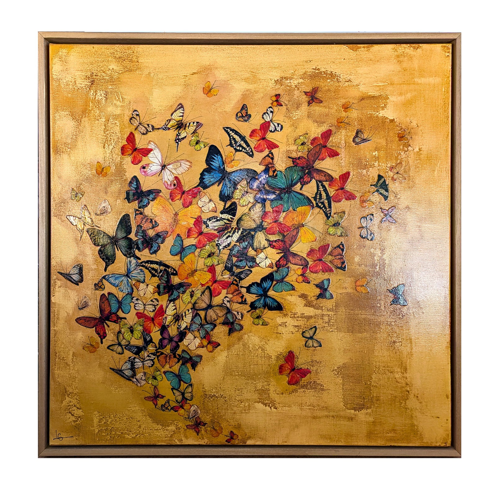 Original Canvas - Butterflies on Yellow Ochre - 30