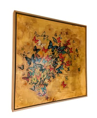 Image 2 of Original Canvas - Butterflies on Yellow Ochre - 30" x 30"