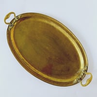 Image 1 of Large Brass Hammered Handle Tray