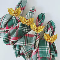 Image 1 of Holly Napkin Holders, Set of 8