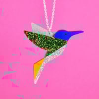 Image 3 of Sparkly Hummingbird Brooch or Necklace