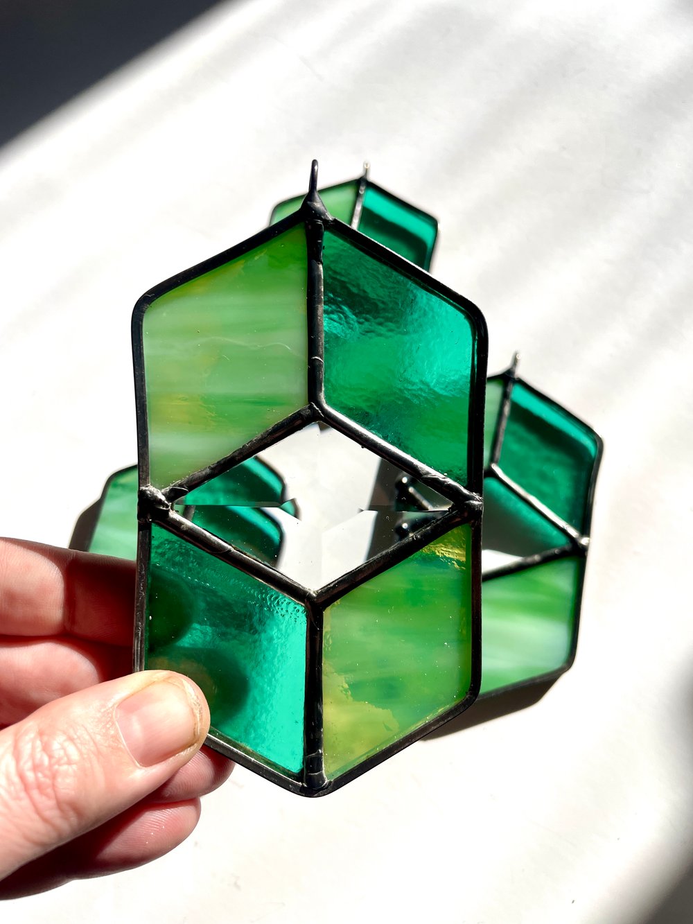 Image of Geo Bevel, Green, Lead Free