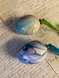 Image 1 of CHARITY SALE // 2 x hand marbled ceramic egg decorations 