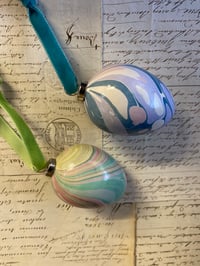 Image 3 of CHARITY SALE // 2 x hand marbled ceramic egg decorations 