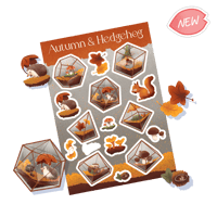 Image 1 of Planche de stickers | Autumn & Hedgehog