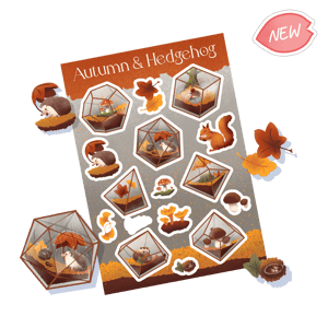 Image of Planche de stickers | Autumn & Hedgehog