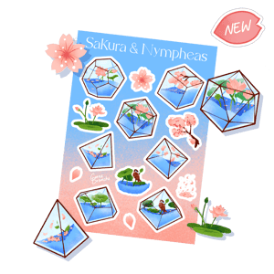 Image of Planche de stickers | Sakura & Nympheas