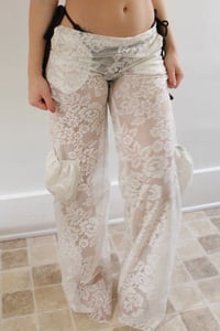 Image 1 of ♲ Almond Milk Lacy Lounge Pant - M 