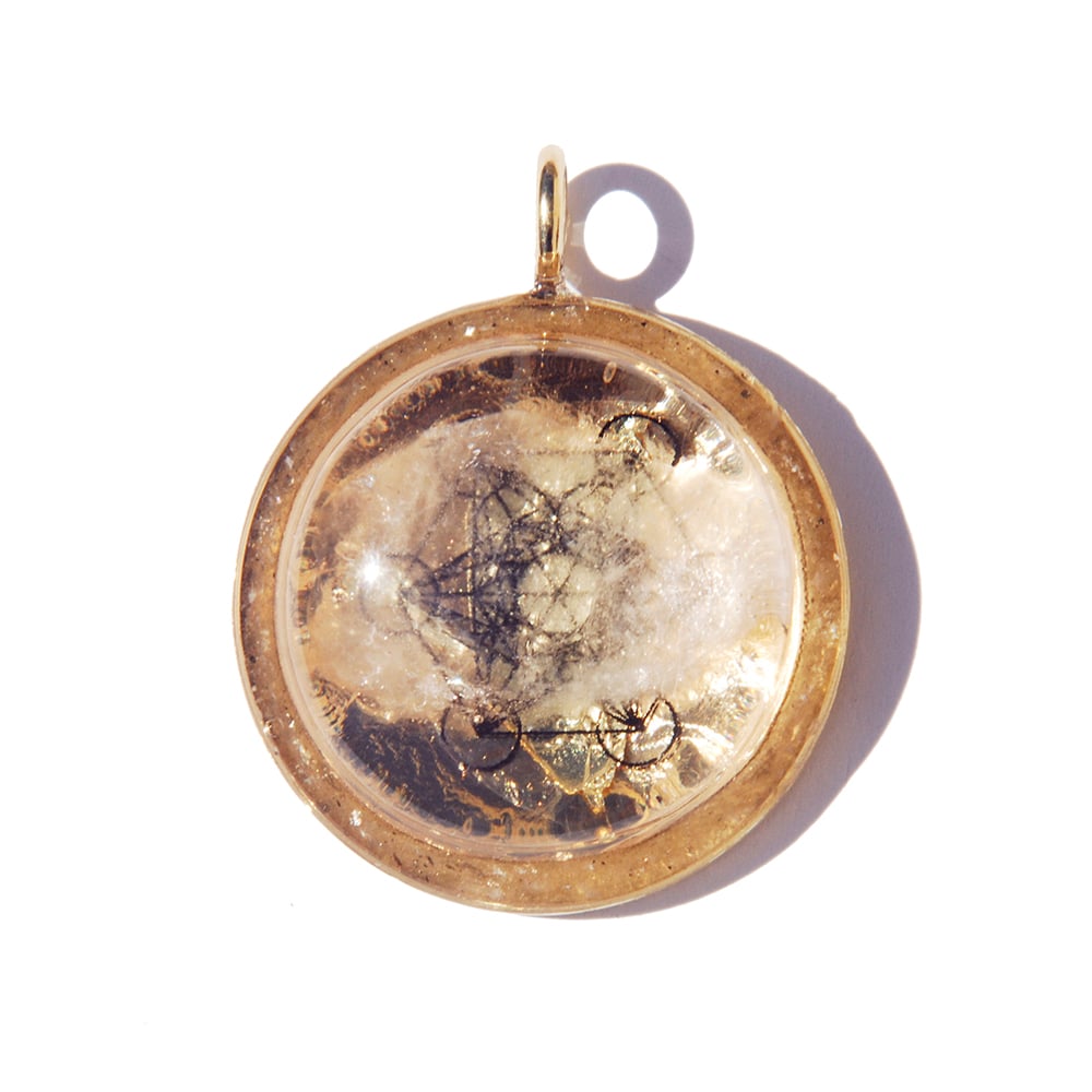 Image of 43mm:  Brazilian Quartz/Mica/24K Gold/Metatron's Cube/Gd - 30-1