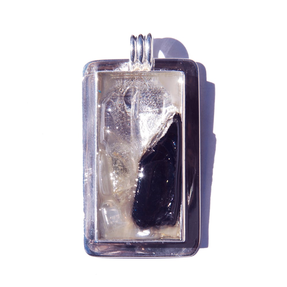 Image of RECT Silver Plated: Brazilian Quartz/Elite Shungite/Moonstone - 87