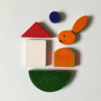 Image 1 of Lapin maison bois magnétique stock neuf années 70