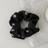 Image 6 of Ribbed Black Polka Dot Scrunchie