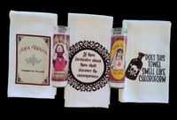 Image 1 of My choice Fafo gift box, aqua tofana , lorena bobbit, aileen wuornos candles,  candle, tea towel