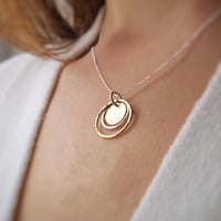 Image 5 of Gold & silver two tone circle disc necklace