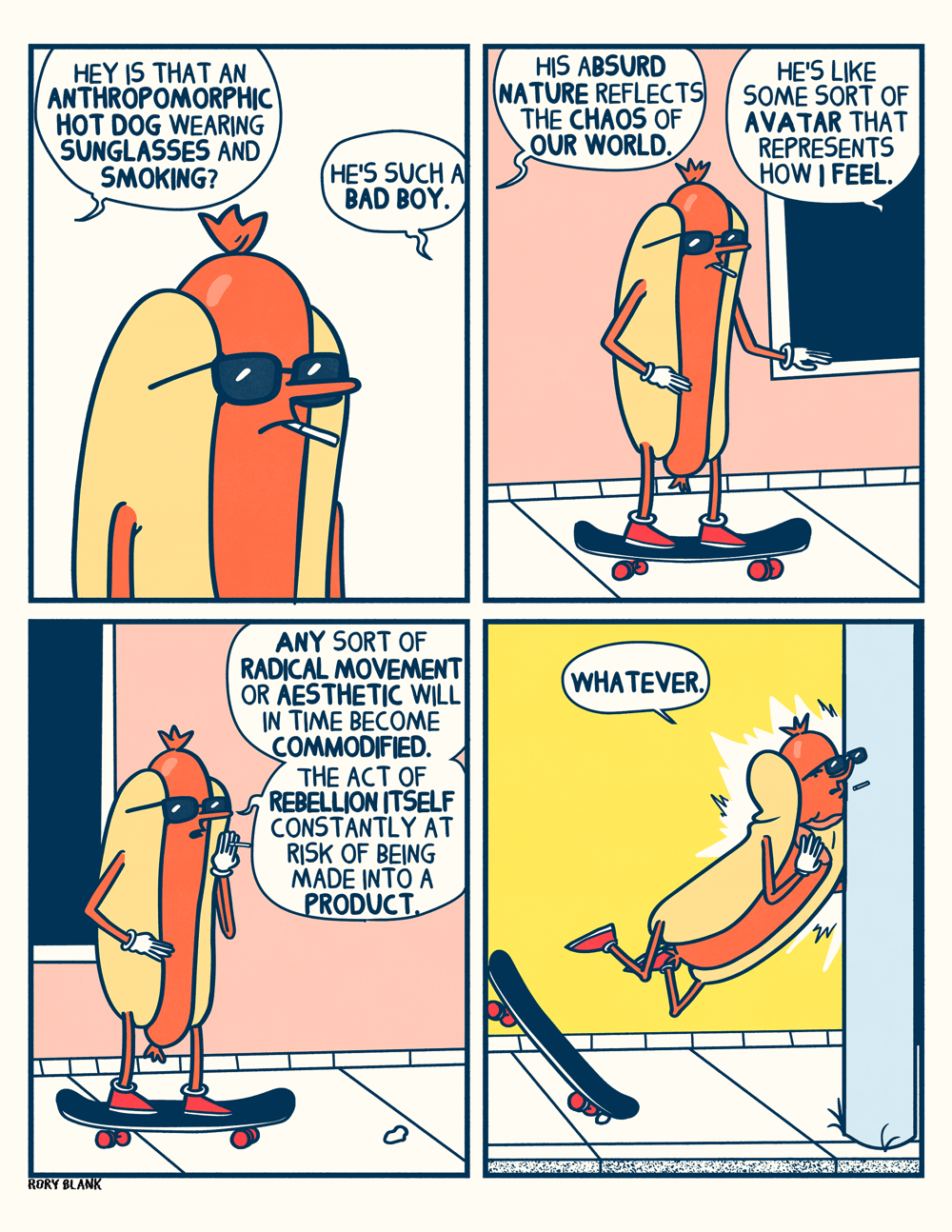 Image of Skateboarding Hot Dog Print