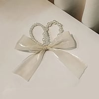 Image 1 of Imitation Pearl Sheer Bow Hair Tie