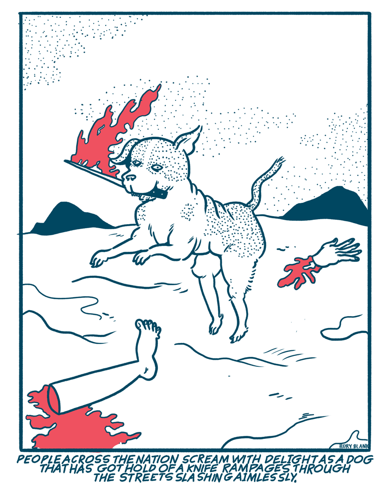 Image of Dog With Knife Print
