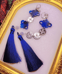 Image 2 of LAPIS HERALD ACRYLIC & METAL EARRINGS (SINGLE)