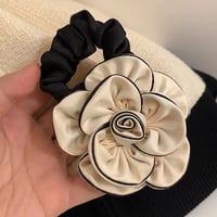 Image 3 of Fabric Rose Hair Tie or Hair Clip