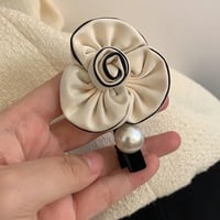 Image 5 of Fabric Rose Hair Tie or Hair Clip