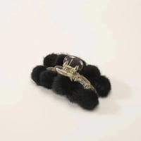 Image 1 of Faux Fur Ball Claw Clip