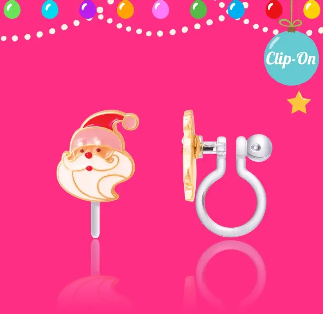 Image of Holly Jolly Santa Clip On Earrings 