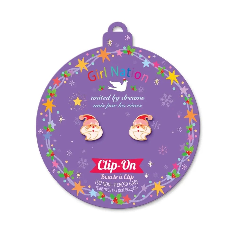 Image of Holly Jolly Santa Clip On Earrings 