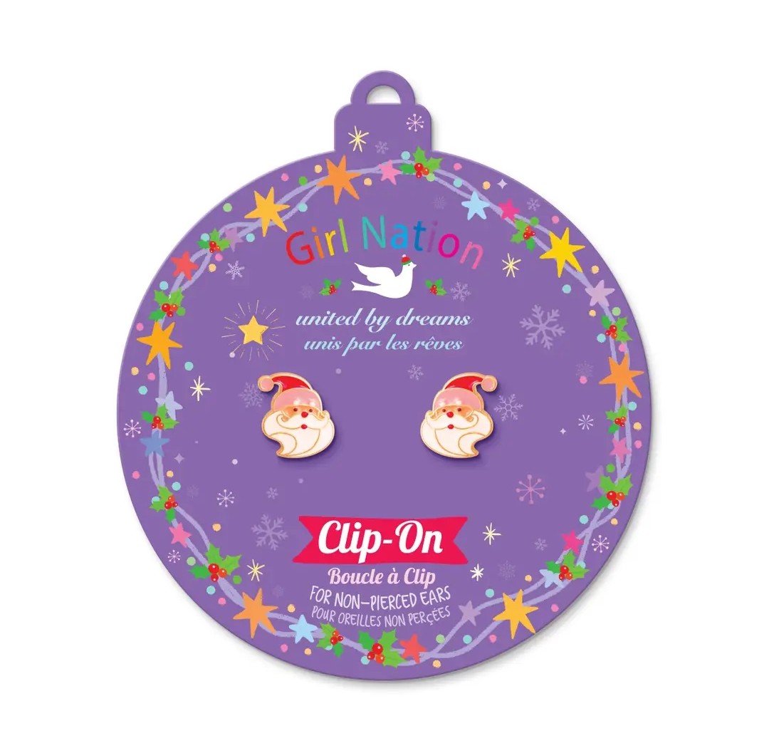 Image of Holly Jolly Santa Clip On Earrings 