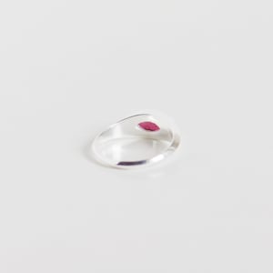 Image of Red Garnet marquise cut silver signet ring