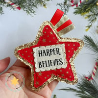 Image 1 of Personalised Believe Glitter Star Badge 