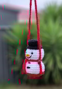 Image 4 of Handmade Crochet Snowman Car Hanger