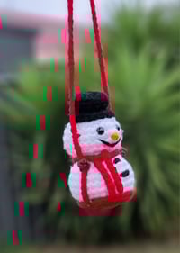 Image 5 of Handmade Crochet Snowman Car Hanger