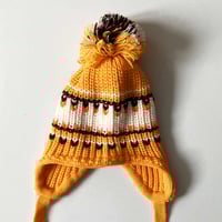 Image 2 of Bonnet laine orange blanc 12/18 mois stock neuf années 70