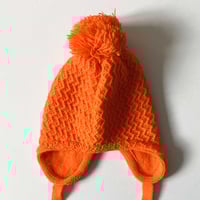 Image 2 of Bonnet laine orange 1/3 mois stock neuf années 70