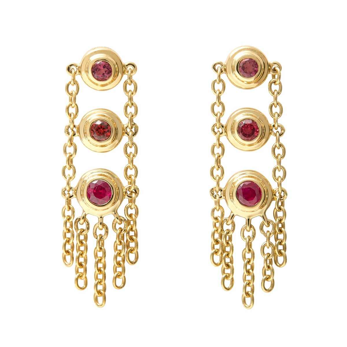 Unhada Rails Earrings-18 kt in Pink Sapphires/Garnet Mix - Image 1 of 1