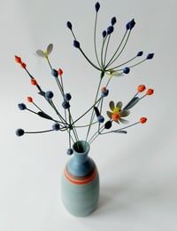 Image 2 of Green & blue vase with floral sprigs