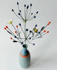 Image 3 of Green & blue vase with floral sprigs