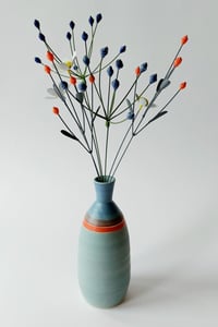 Image 4 of Green & blue vase with floral sprigs