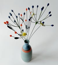 Image 5 of Green & blue vase with floral sprigs