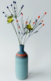 Image 3 of Teal vase with orange berries 