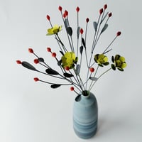 Image 2 of Grey blue vase with red berry sprigs 