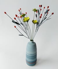 Image 3 of Grey blue vase with red berry sprigs 