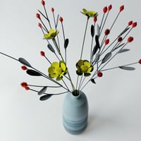 Image 4 of Grey blue vase with red berry sprigs 