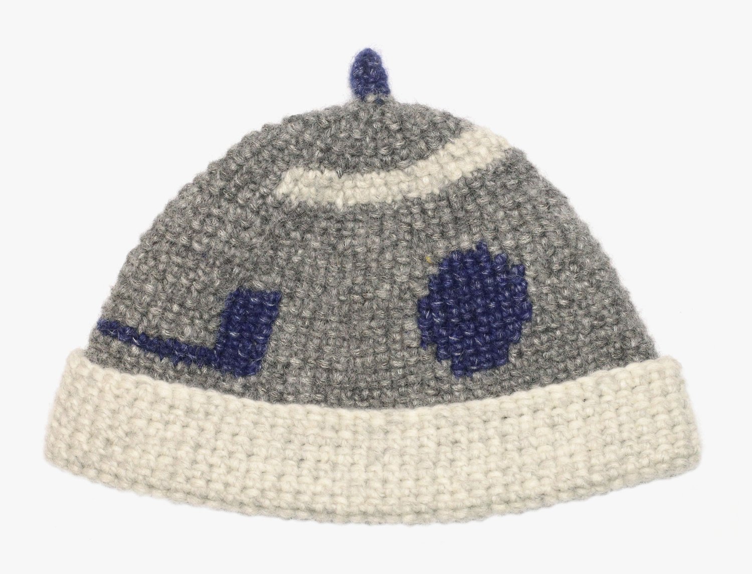 Image of GREY AND BLUE WOOL CAP