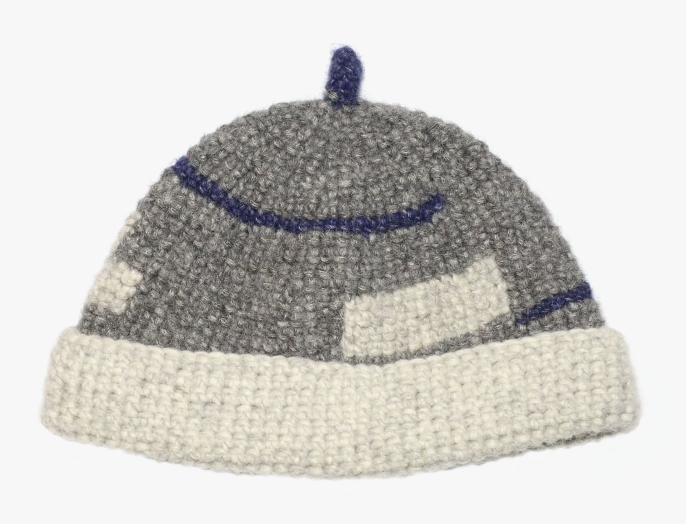 Image of GREY AND BLUE WOOL CAP