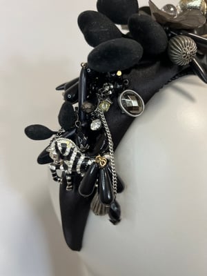 Image of Black padded headband w black trinkets