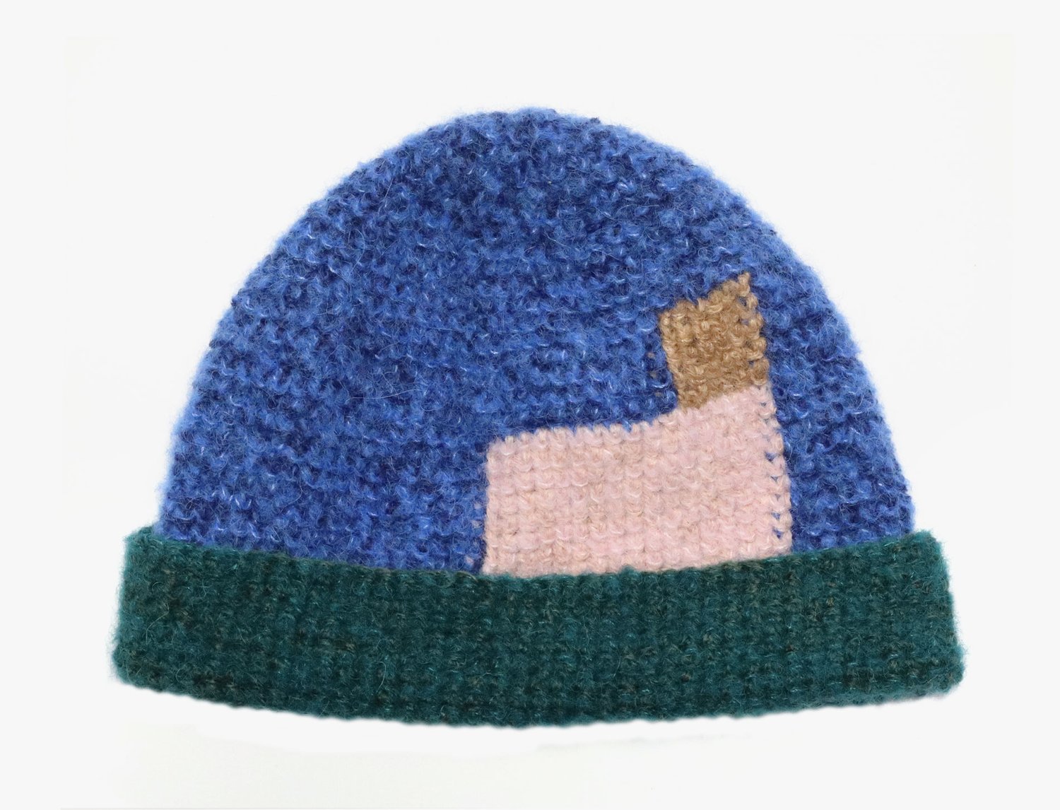 Image of BLUE AND GREEN MOHAIR CAP