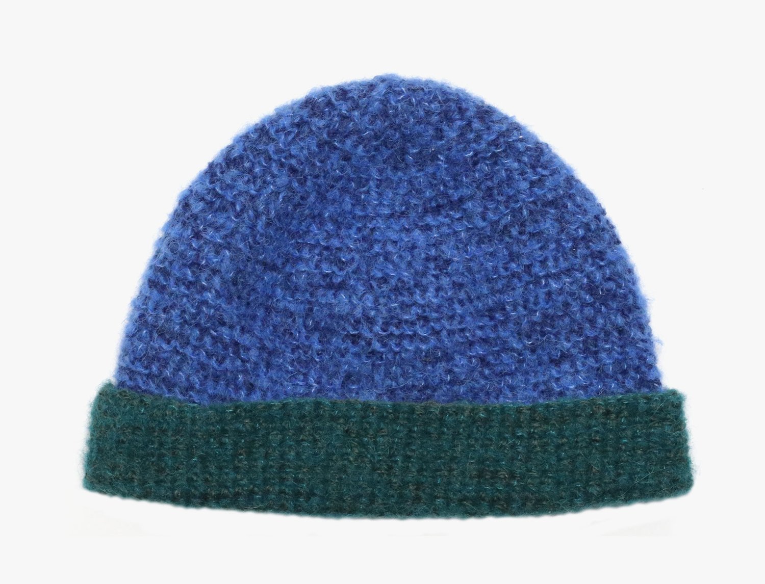 Image of BLUE AND GREEN MOHAIR CAP